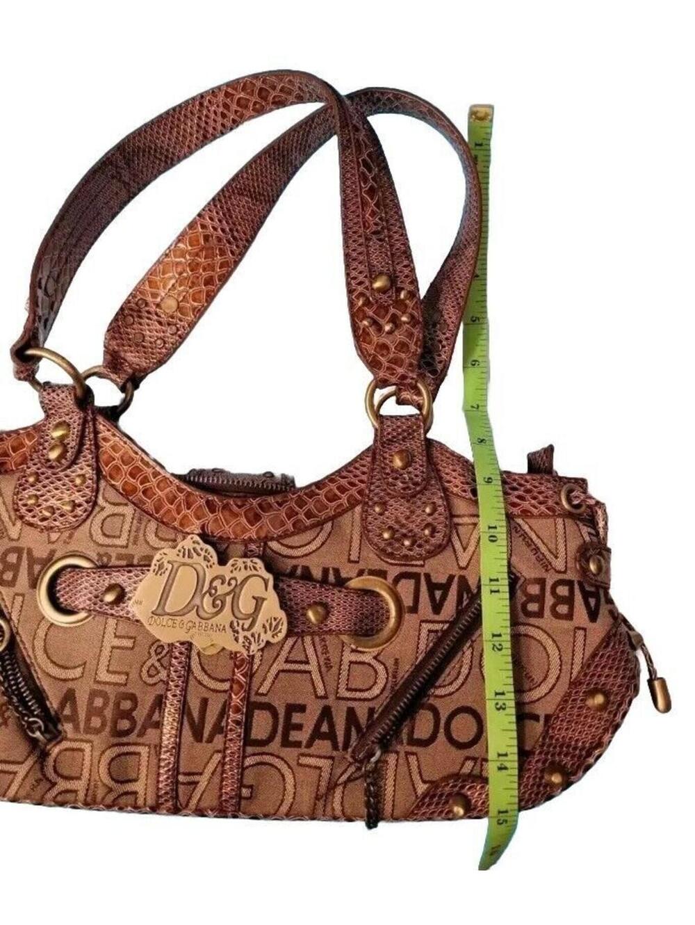 Dolce & Gabbana Vintage Brown Big Logo women's Western Shoulder Bag EUC - Picture 3 of 14
